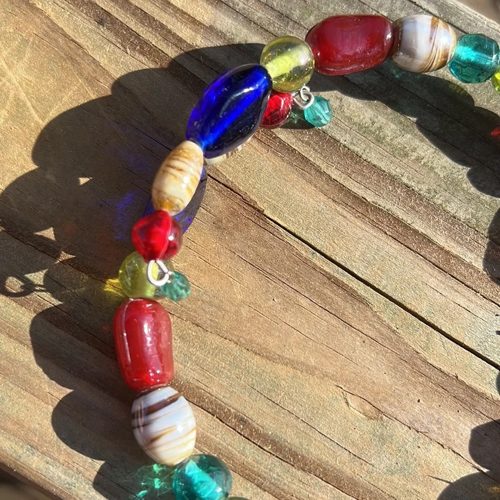 Adjustable Solid Glass Bead Wire Necklace